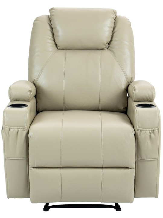 Hepler fauteuil met massagefunctie kunstleer, crème Hepler fauteuil met massagefunctie kunstleer, crème