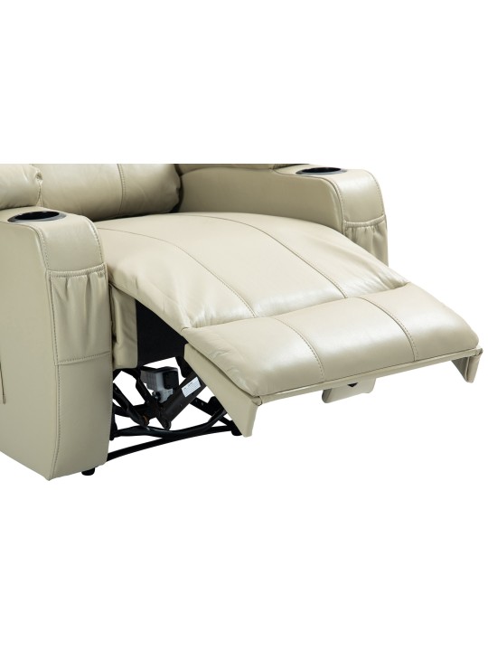 Hepler fauteuil met massagefunctie kunstleer, crème Hepler fauteuil met massagefunctie kunstleer, crème