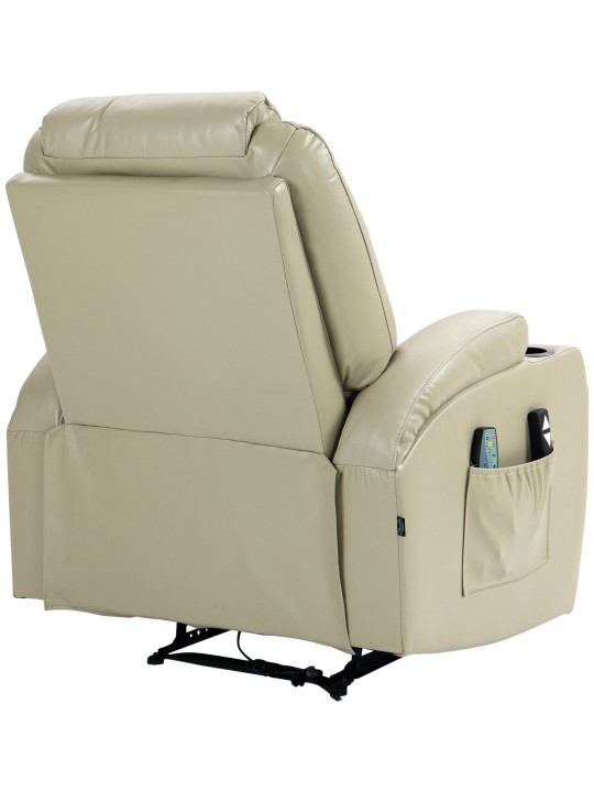 Hepler fauteuil met massagefunctie kunstleer, crème Hepler fauteuil met massagefunctie kunstleer, crème