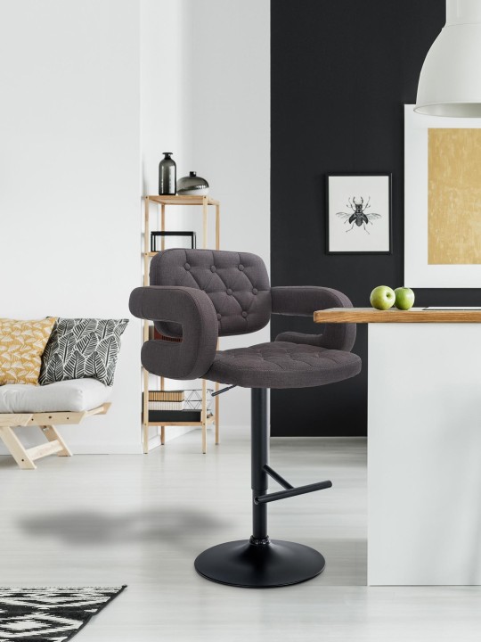 Barkruk Dublin STOF, donkergrijs