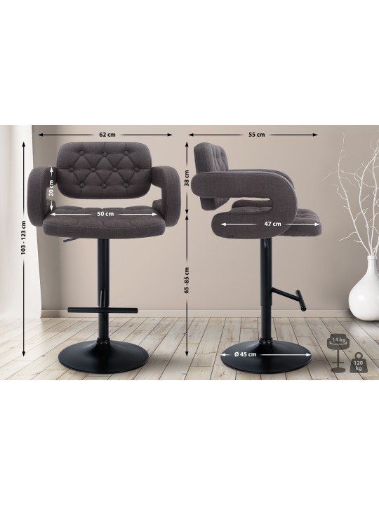 Barkruk Dublin STOF, donkergrijs