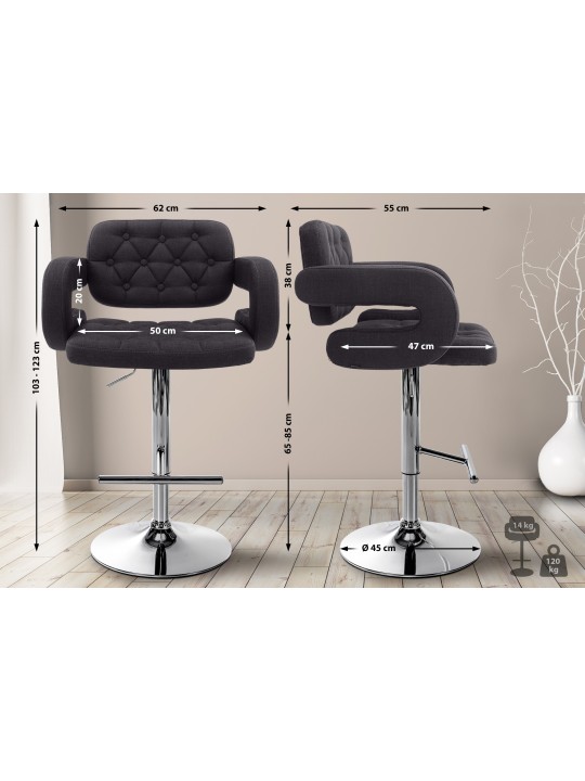 Set van 2 barkrukken Dublin stof C, zwart