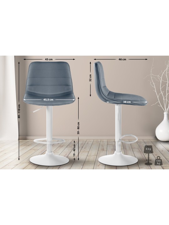 Set van 2 barkrukken Lex kunstleer W, grijs