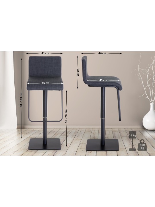 Barkruk Limon B stof, donkergrijs