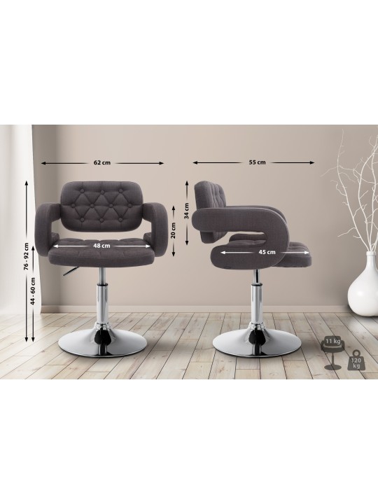 Ligstoel Dublin stof, donkergrijs