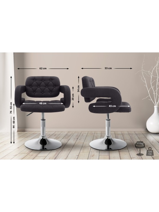 Ligstoel Dublin stof, zwart