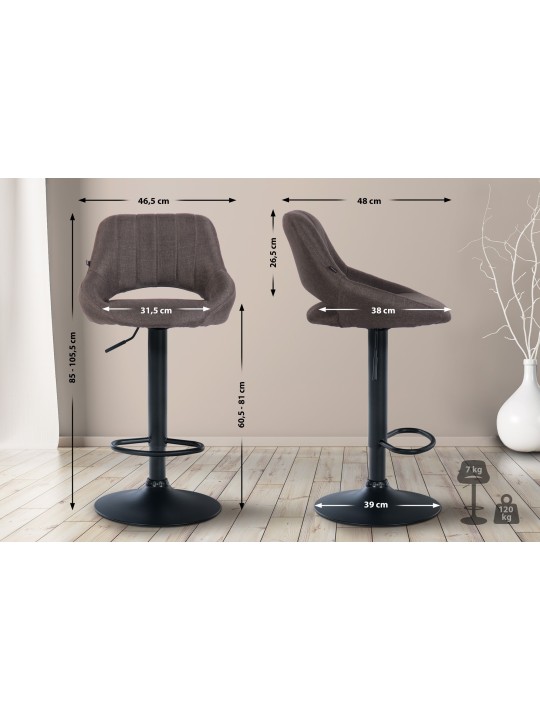 Set van 2 barkrukken Milet stof B, donkergrijs