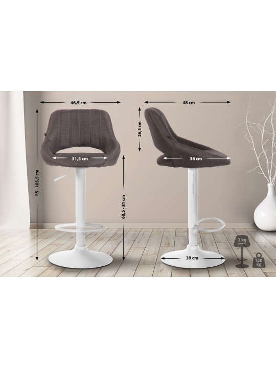 Set van 2 barkrukken Milet stof W, donkergrijs