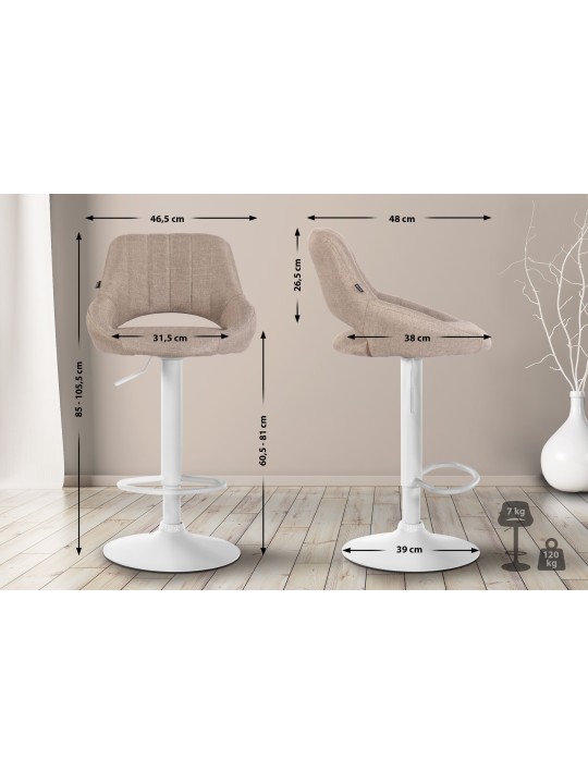 Set van 2 barkrukken Milet stof W, taupe