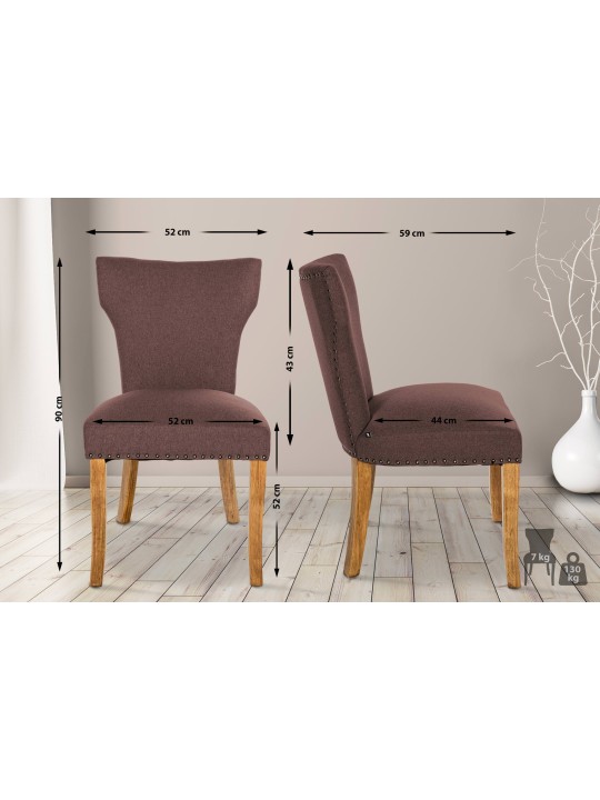 Set van 2 eetkamerstoelen Zadar stof antiek-licht, bruin