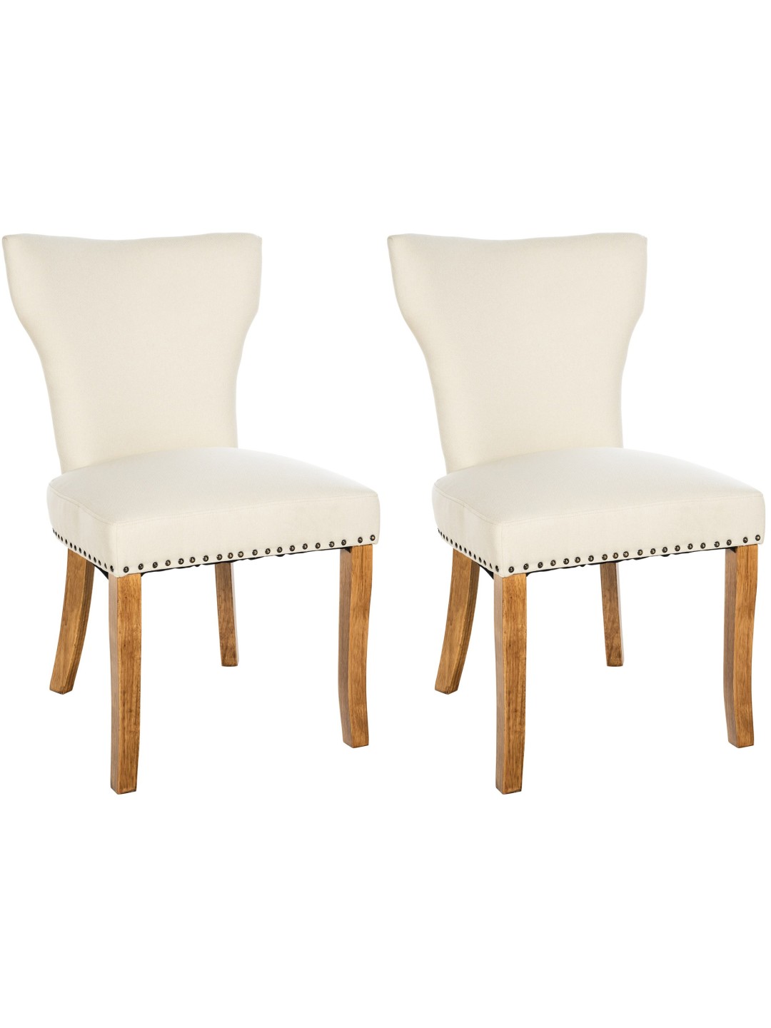 Set van 2 eetkamerstoelen Zadar stof antiek-licht, crème
