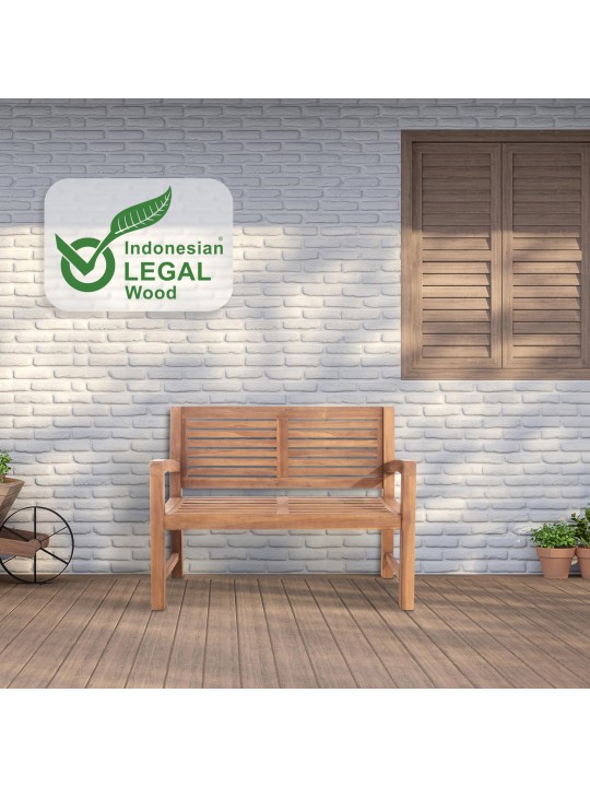 Teakhouten bank Halden 120 cm met deksel, teak Teakhouten bank Halden 120 cm met deksel, teak