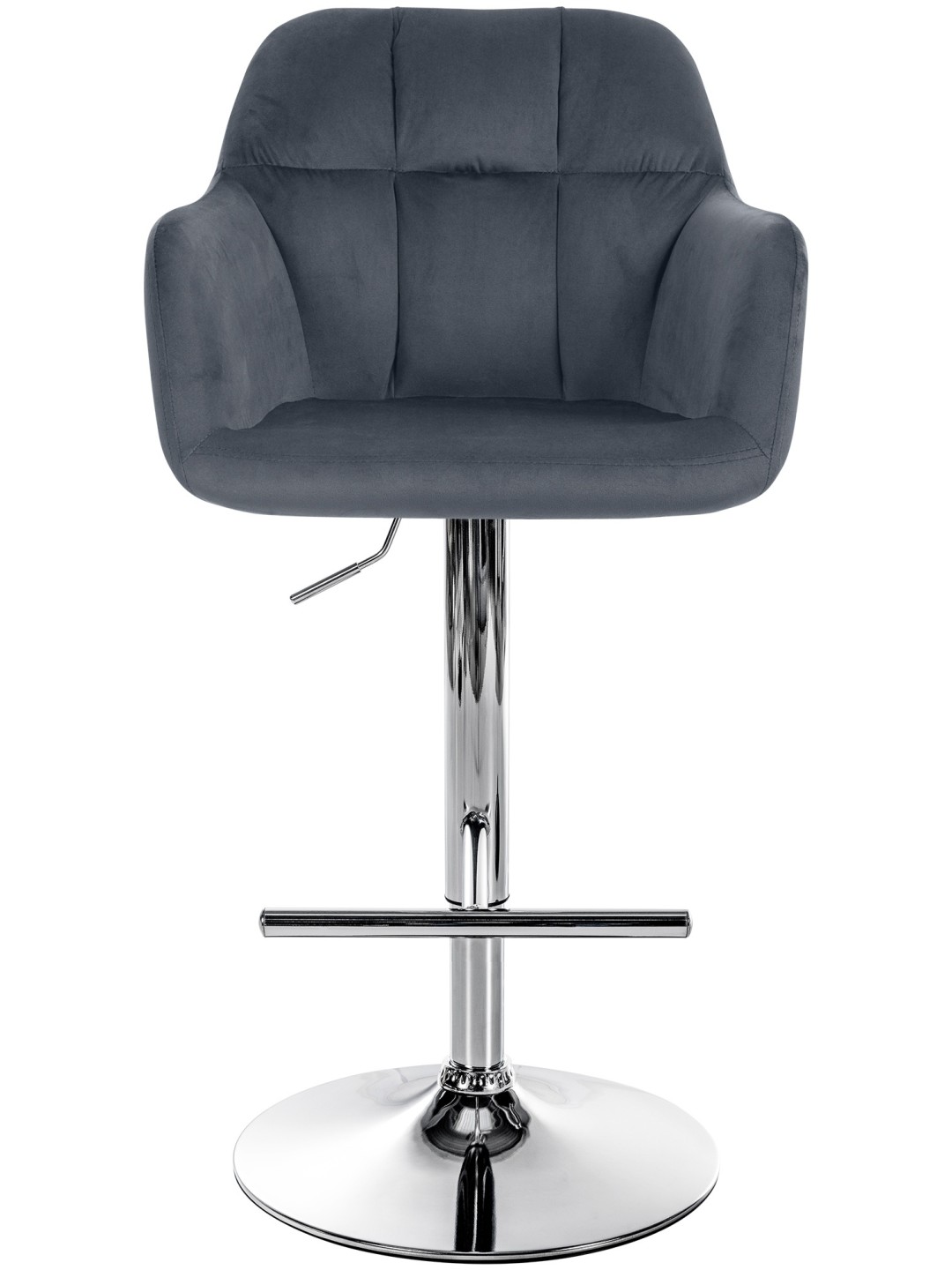 Barkruk Natoma fluweel chroom, donkergrijs