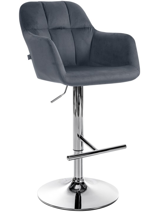 Barkruk Natoma fluweel chroom, donkergrijs