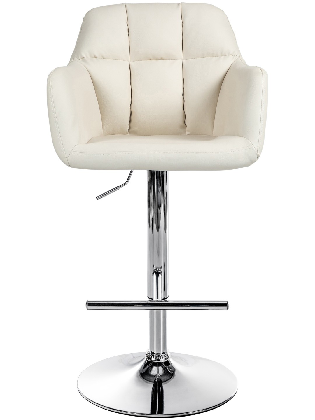 Barkruk Natoma kunstleer chroom, crème