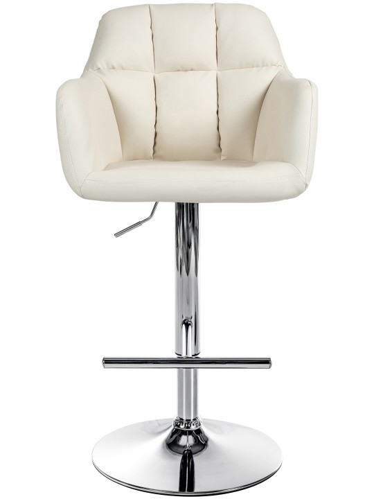 Barkruk Natoma kunstleer chroom, crème Barkruk Natoma kunstleer chroom, crème