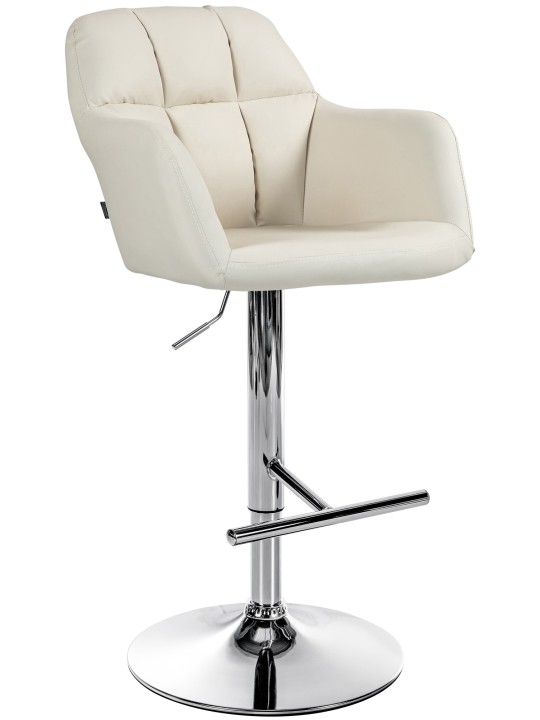 Barkruk Natoma kunstleer chroom, crème Barkruk Natoma kunstleer chroom, crème