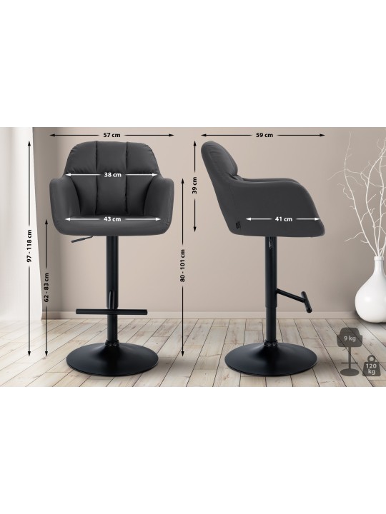 Barkruk Natoma kunstleer, zwart