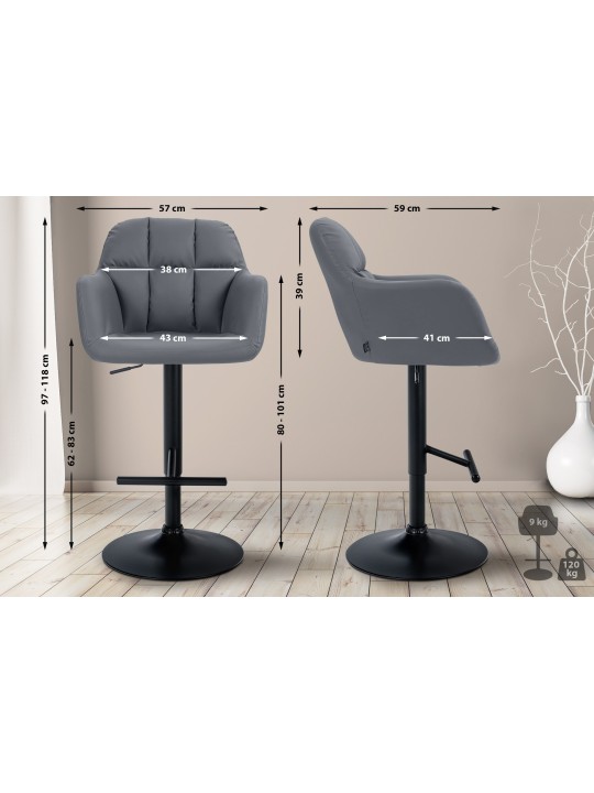 Barkruk Natoma kunstleer, grijs