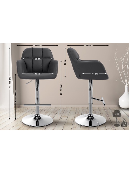 Barkruk Natoma kunstleer chroom, zwart