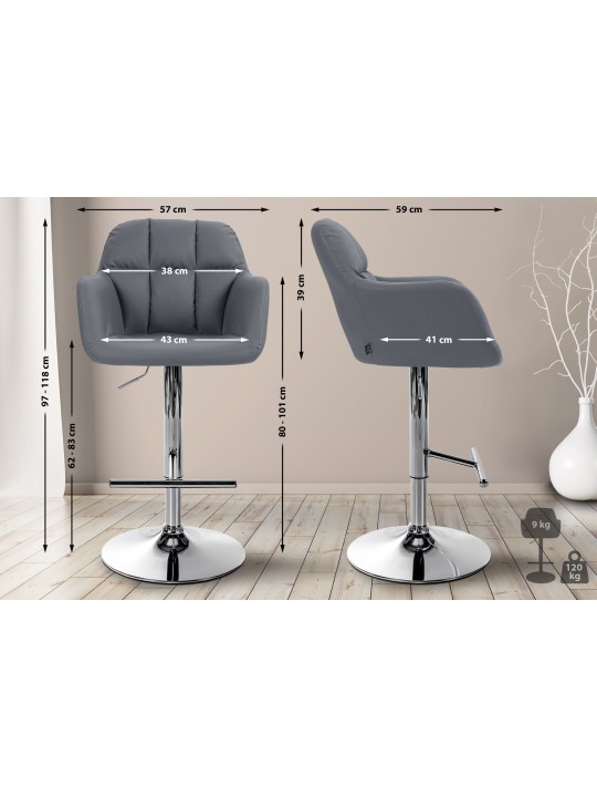 Barkruk Natoma kunstleer chroom, grijs