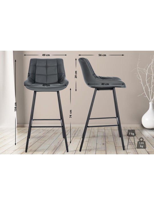 Barkruk Weston kunstleer, grijs