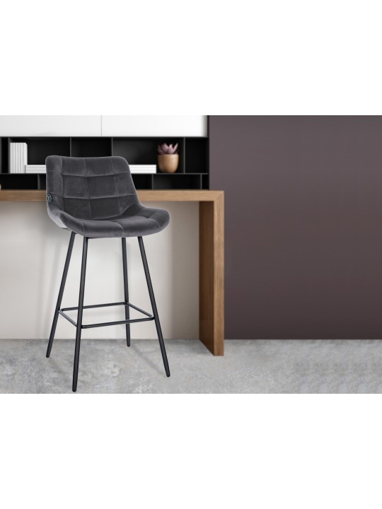 Barkruk Weston fluweel, donkergrijs