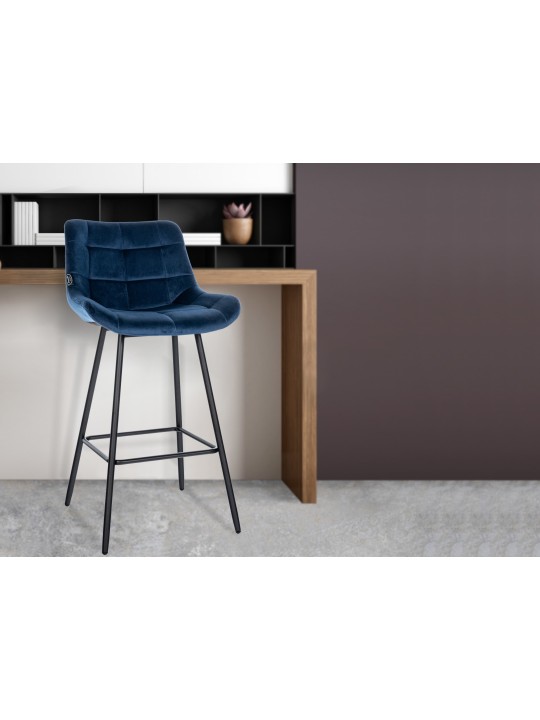 Barkruk Weston fluweel, blauw