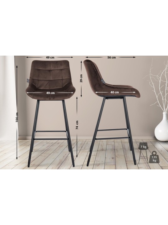 Barkruk Weston fluweel, bruin