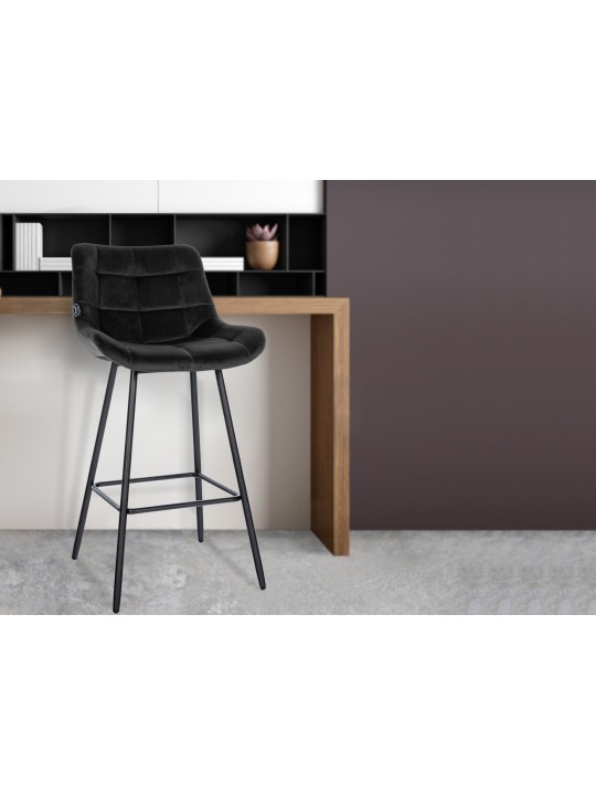 Barkruk Weston fluweel, zwart