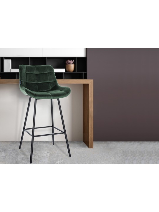 Barkruk Weston fluweel, donkergroen