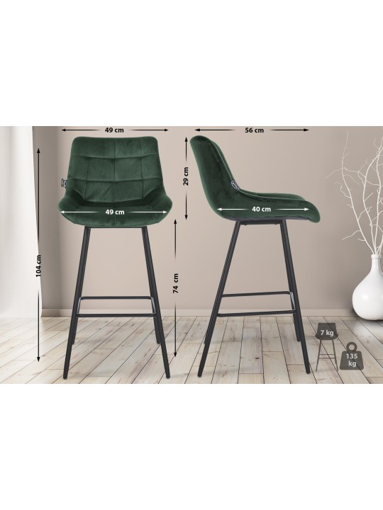 Barkruk Weston fluweel, donkergroen