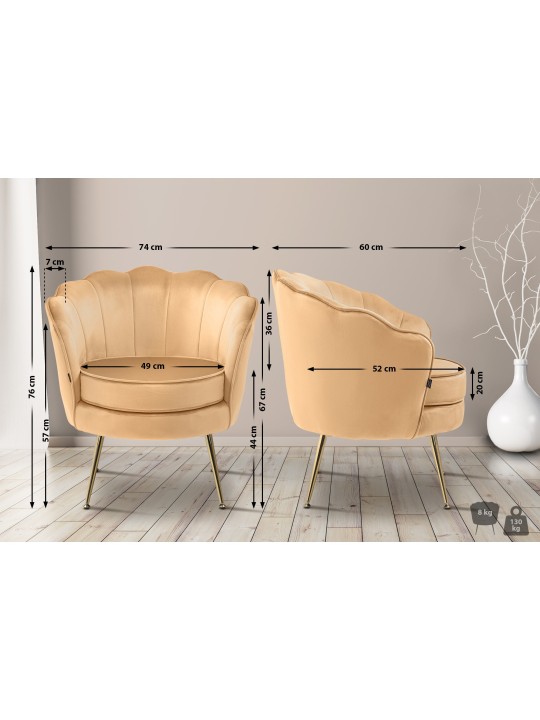 Stoel Rosita fluweel, geel