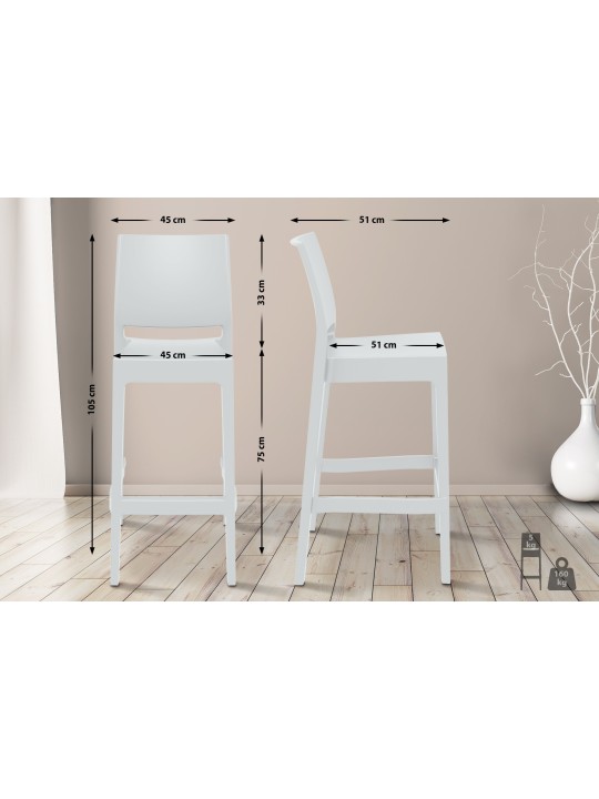 Set van 2 barkrukken Maya, wit