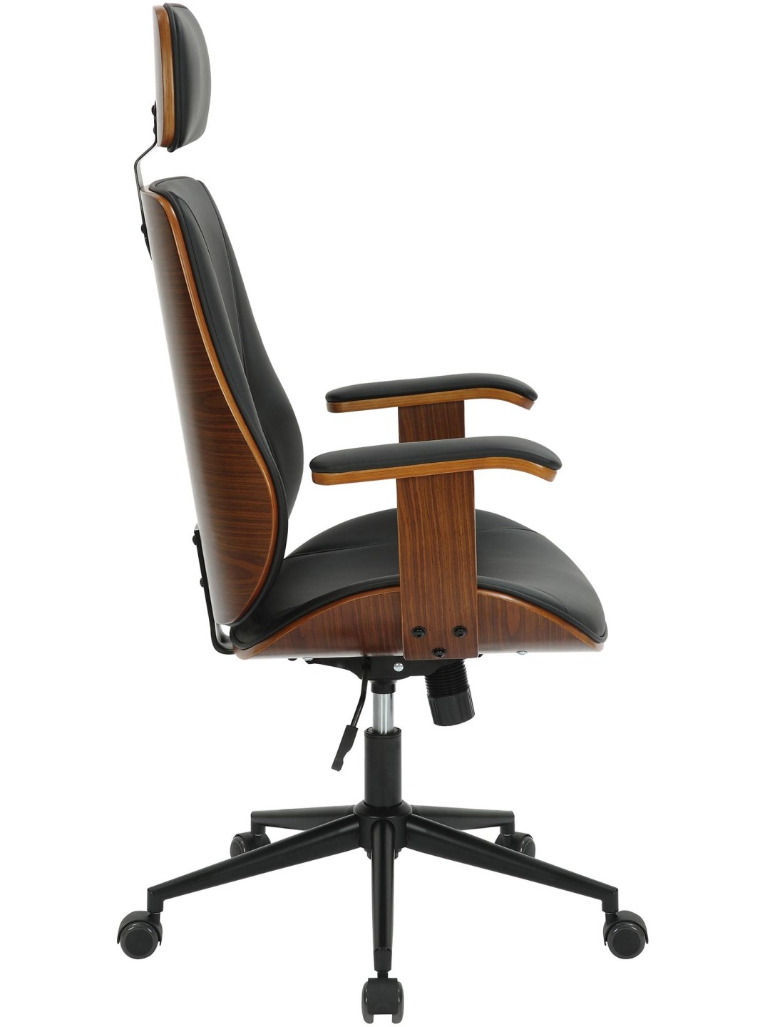 Bureaustoel Lugo kunstleer, walnoot/zwart