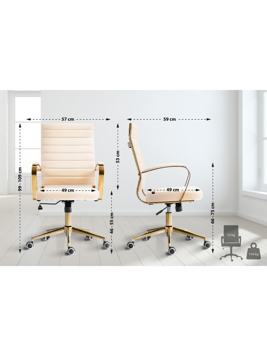 Bureaustoel Havana kunstleer, crème
