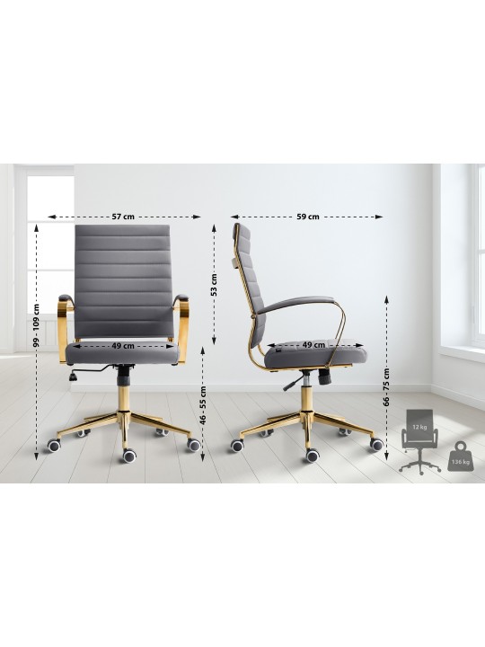 Bureaustoel Havana kunstleer, grijs