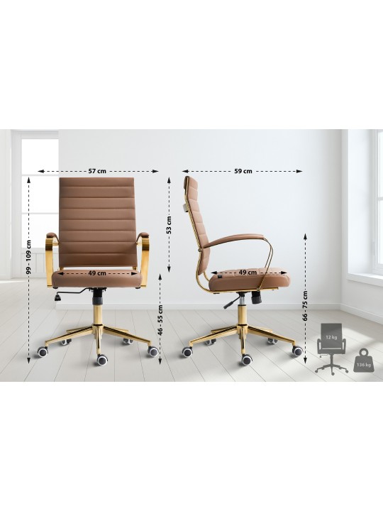 Bureaustoel Havana kunstleer, lichtbruin