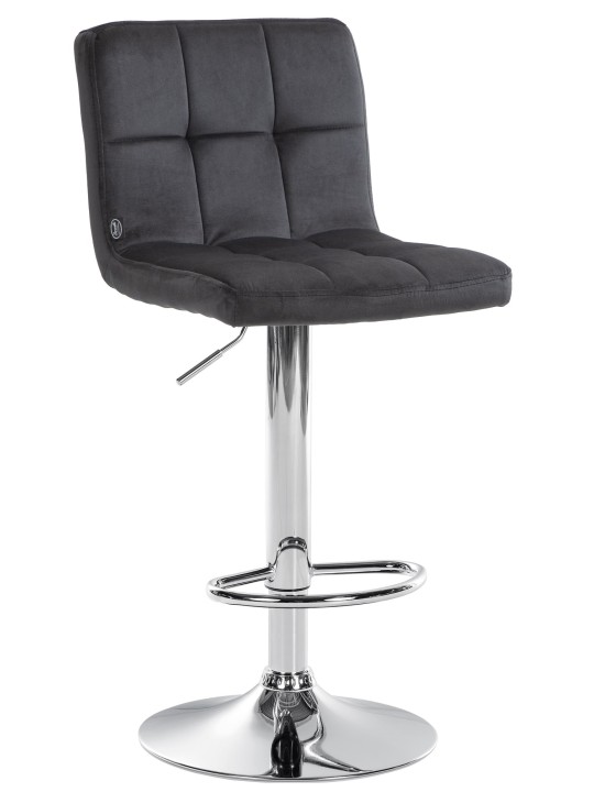 Barkruk Peru fluweel chroom, zwart