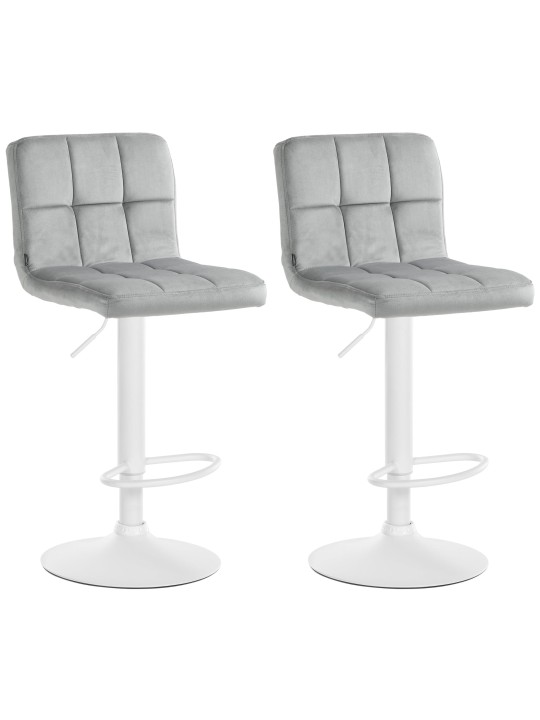 Set van 2 barkrukken Peru fluweel, grijs