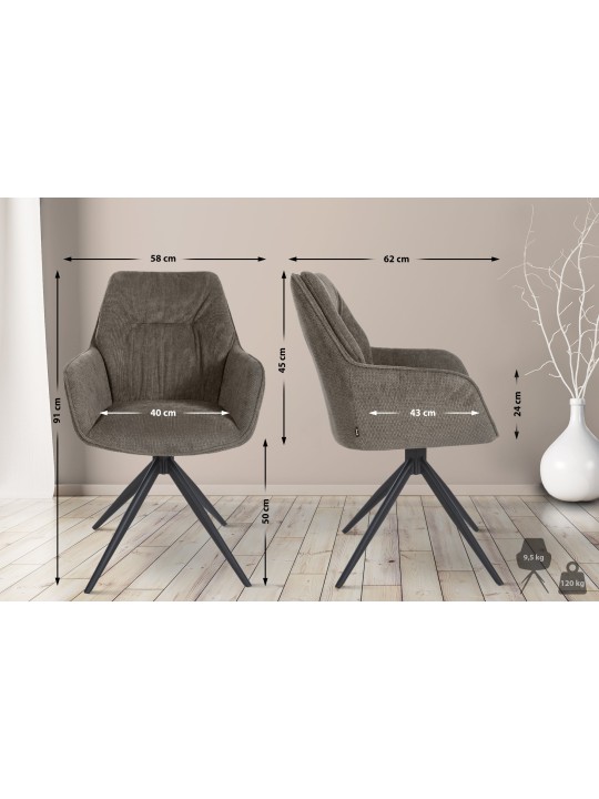 Eetkamerstoel Jules stof, donkergrijs Eetkamerstoel Jules stof, donkergrijs