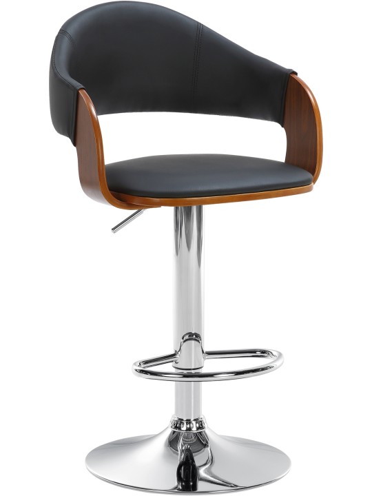 Set van 2 barkrukken Nilse kunstleer chroom, walnoot/zwart