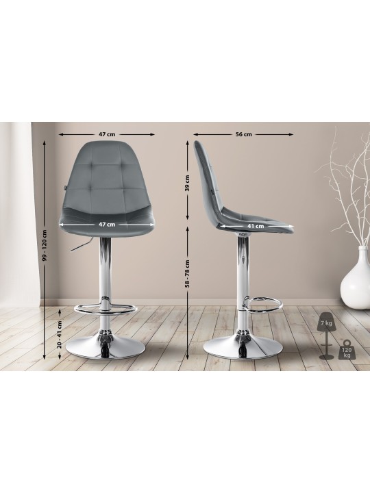 Barkruk Elmore kunstleer C, grijs