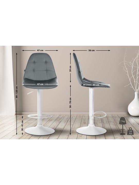 Barkruk Elmore kunstleer W, grijs Barkruk Elmore kunstleer W, grijs