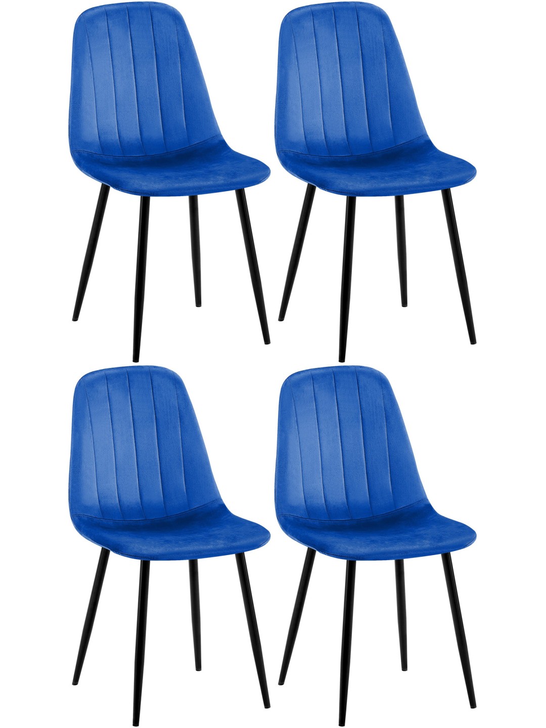 Set van 4 eetkamerstoelen Baxter fluweel, blauw