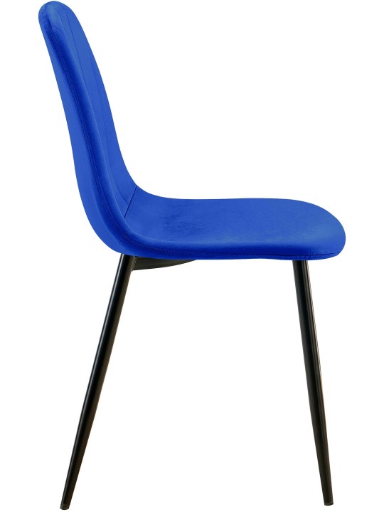 Set van 4 eetkamerstoelen Baxter fluweel, blauw