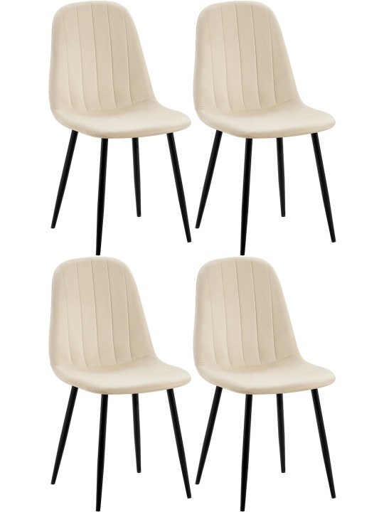 Set van 4 eetkamerstoelen Baxter fluweel, crème
