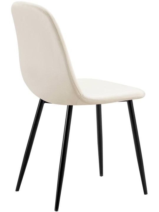 Set van 4 eetkamerstoelen Baxter fluweel, crèmewit