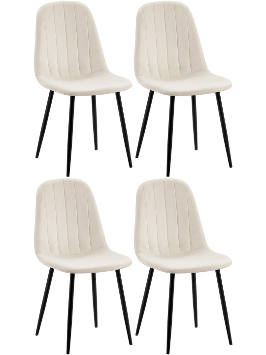 Set van 4 eetkamerstoelen Baxter fluweel, crèmewit