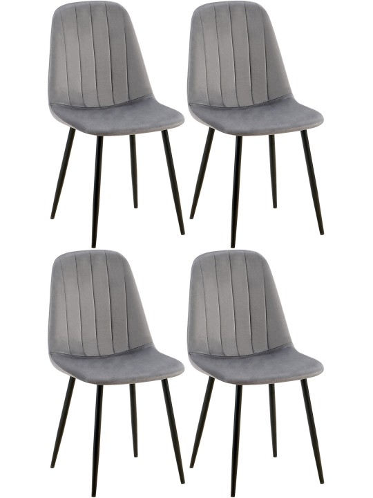 Set van 4 eetkamerstoelen Baxter fluweel, donkergrijs